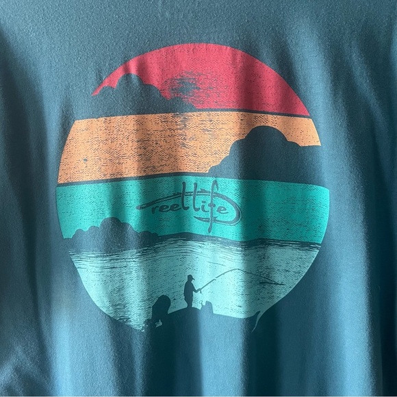 Reel Life Men’s Blue Graphic T-Shirt Size Medium - Picture 5 of 5